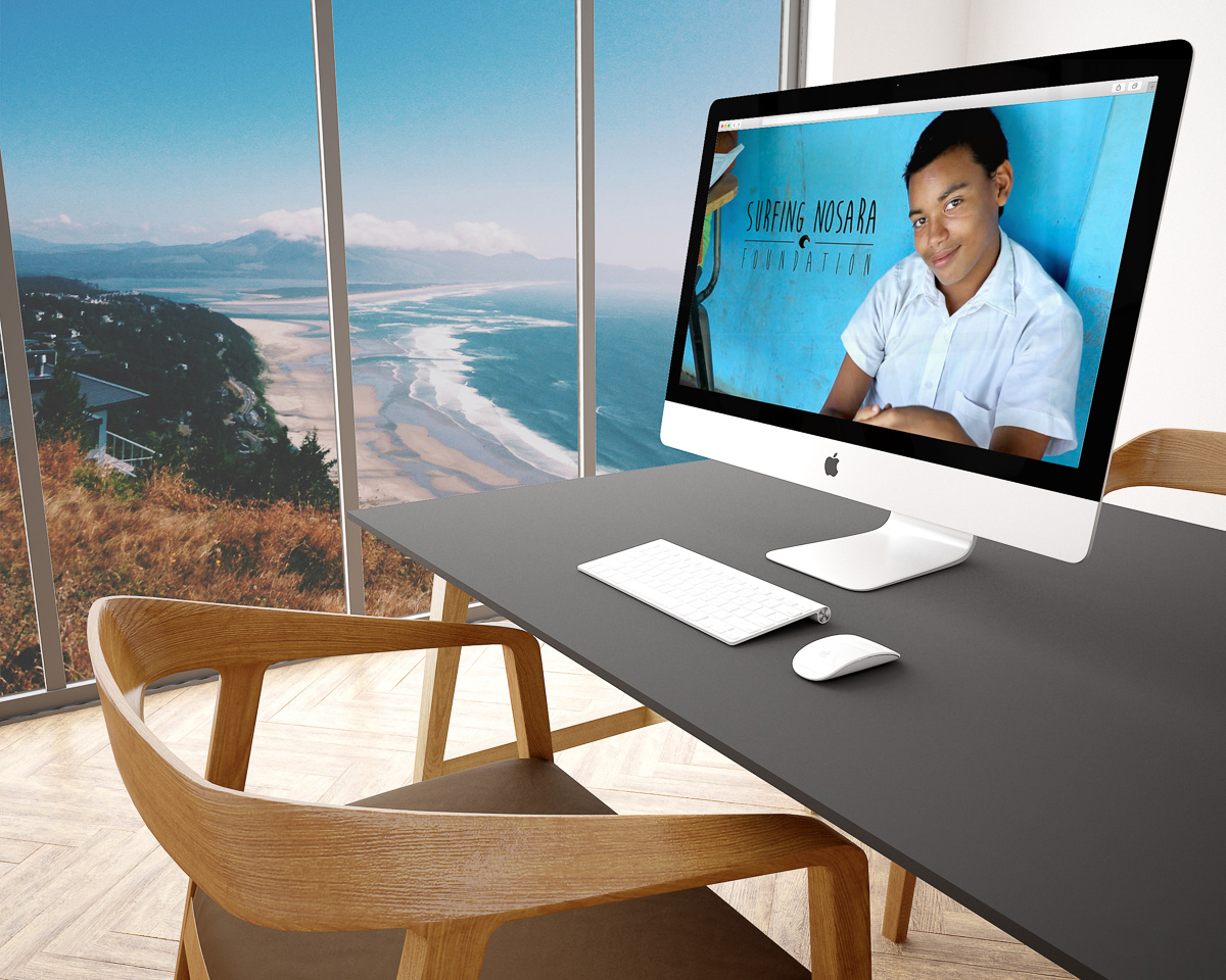 Website design for the Surfing Nosara Foundation, featuring a still from the accompanying documentary film